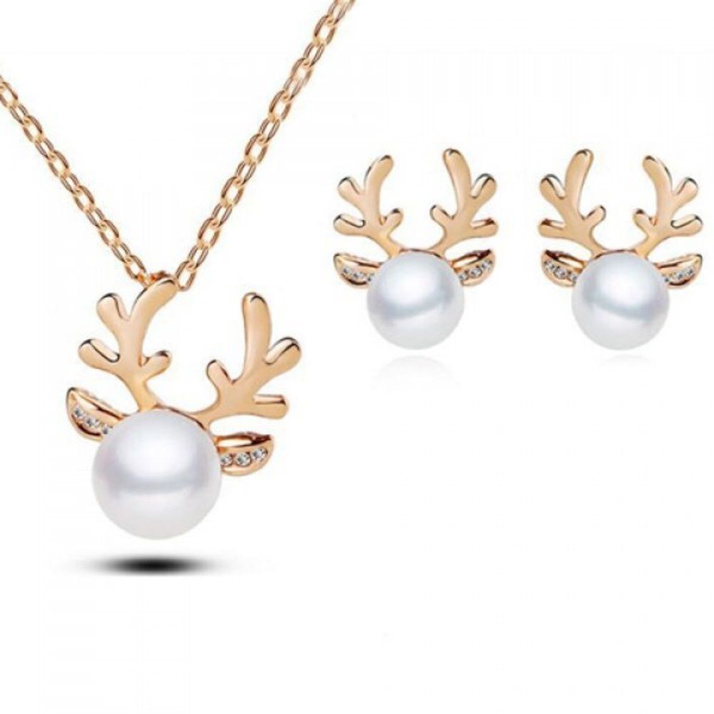 Elk pearl Necklace & Earring set